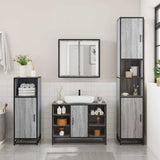 3 Piece Bathroom Furniture Set Grey Sonoma Engineered Wood 3300973