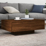 Coffee Table with LED Lights Brown Oak 85x55x31 cm 836615