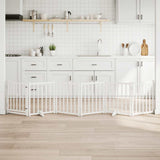 Dog Gate with Door Foldable 6 Panels White 300 cm Solid Wood Fir 352277