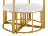 Dining room table set with four chairs, dining group with MDF tabletop and gold-plated iron frame, N639P212600B