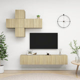 7 Piece TV Cabinet Set Sonoma Oak Engineered Wood 3079022