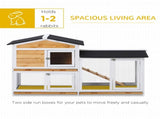 Rabbit Hutch Guinea Pig Hutch Wooden House with Run, 2 Tier Pet Cage Outdoor with No-leak Plastic T3398P375351