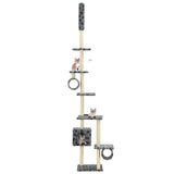 Cat Tree with Sisal Scratching Posts 260 cm Grey Paw Prints 170533