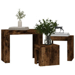 ZNTS Nesting Coffee Tables 3 pcs Smoked Oak Engineered Wood 815984