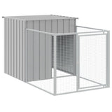 Dog House with Run Light Grey 110x813x110 cm Galvanised Steel 3189086