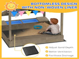 House-Designed Wooden Sandbox, Outdoor Sandpit, with Blackboard, Toys, Sink, Seats, Flags, for Ages T3398P348079