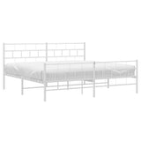 Metal Bed Frame without Mattress with Footboard White 180x200cm 355730