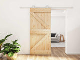 Sliding Door Natural and White 70 x 210 cm Solid Pine Wood 3445004