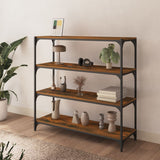 Book Cabinet Smoked Oak 100x33x100 cm Engineered Wood and Steel 819359
