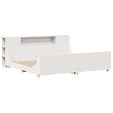 Bed Frame without Mattress White 200x200 cm Solid Wood Pine 3323756