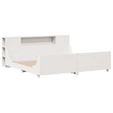 ZNTS Bed Frame without Mattress White 200x200 cm Solid Wood Pine 3323756