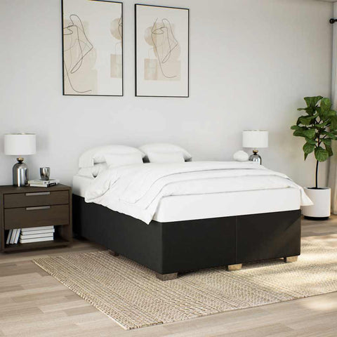 ZNTS Bed Frame without Mattress Black Double Fabric 3284509