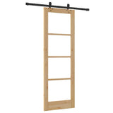 Sliding Door Natural 73.5 x 211 cm Solid Pine Wood and Glass 3332269