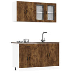 ZNTS 4 Piece Kitchen Cabinet Set Kalmar Smoked Oak Engineered Wood 3314876