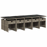 Garden Dining Set Grey PE rattan 10-seater Collapsible 3211112