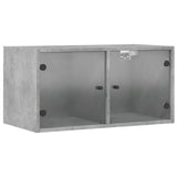 Wall Cabinet with Glass Doors Concrete Grey 68.5x37x35 cm 836503
