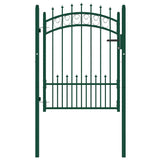 Fence Gate with Spikes Steel 100x125 cm Green 146384