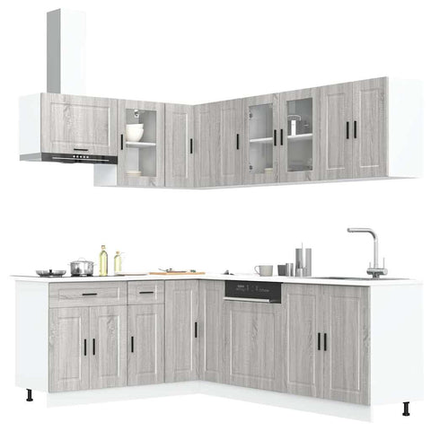 ZNTS 11 Piece Kitchen Cabinet Set Porto Grey Sonoma Engineered Wood 3314907