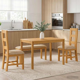 Dining Set 4 pcs Beige Solid Oak Wood 3430306