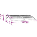ZNTS Door Canopy Black 150x100 cm Polycarbonate 153573