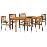 Garden Dining Set 7 pcs Black Solid Acacia Wood 3365541
