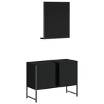 ZNTS 2 Piece Bathroom Cabinet Set Black Engineered Wood 3214339