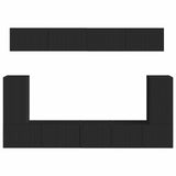 TV Cabinet Set Wall-mounted 5 pcs Black Engineered Wood 3409088
