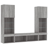 5 Piece TV Wall Units with LED Grey Sonoma Engineered Wood 3216695