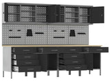 Work Cabinet with Drawer 10 pcs Black Engineered Wood and Steel 3321488