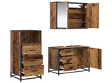Bathroom Furniture Set with Door 3 pcs Old Wood Engineered Wood 3402423