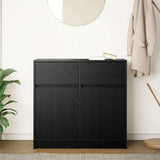 Sideboard with Drawer Black Oak 80x34x76 cm Engineered Wood 861536