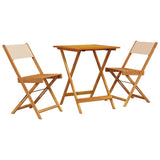 Bistro Set Beige Solid acacia wood Compact Foldable Bistro Set 3281763