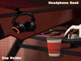 Gaming Desk 120 x 65 cm Steel Frame with Cup Holder, Headphone Hook, Adjustable Feet and Cable T3398P343072