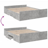 Bed Frame with Drawers without Mattress Concrete Grey 150x200 cm King Size 3280289