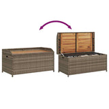 Storage Bench Grey 100x50x52 cm Poly Rattan and Acacia Wood 365950