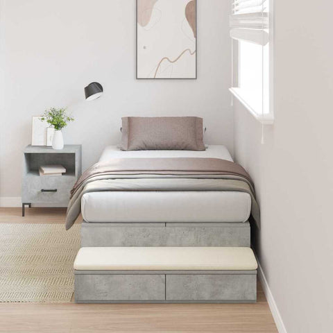 Storage Bed Frame with Door Concrete Grey 236.5 x 80 x 31.5 cm 3335600