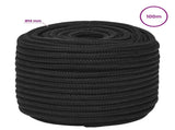 Multipurpose Utility Rope 14 mm 100 m Black PP 1275 kg Max Load 3472763