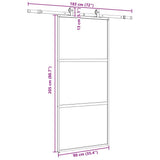 Sliding Door with Hardware Set Black 90x205 cm Tempered Glass 3375818