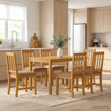 Dining Set 7 pcs Grey Solid Oak Wood 3430253