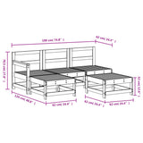 5 Piece Garden Lounge Set White Solid Wood Pine 3186530