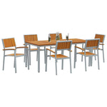 Garden Dining Set 7 pcs Grey and brown 180 x 90 x 75 cm 3284426