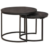 Nesting Coffee Tables 2 pcs Black Solid Mango Wood and Steel 4104642