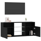 TV Cabinet with LED Lights Black Oak 120x30x50 cm Engineered Wood 862035