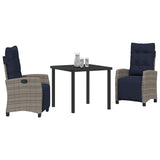 Garden Dining Set with Cushion 3 pcs Grey Poly Rattan 3380470