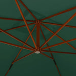 Cantilever Garden Parasol with Wooden Pole 400x300 cm Green 318428