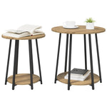 ZNTS Side Table Set of 2 in Artisan Oak with Engineered Wood and Metal 869707