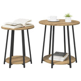 ZNTS Side Table Set of 2 in Artisan Oak with Engineered Wood and Metal 869707