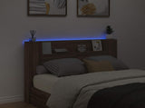 Storage Headboard with LED Brown Oak Engineered Wood 3418666