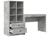 Desk with Drawer with Shelf with Storage 2 pcs Concrete Grey 3337316