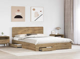 Bed Frame with Drawer Artisan Oak 140 x 190 cm Engineered Wood 3412791
